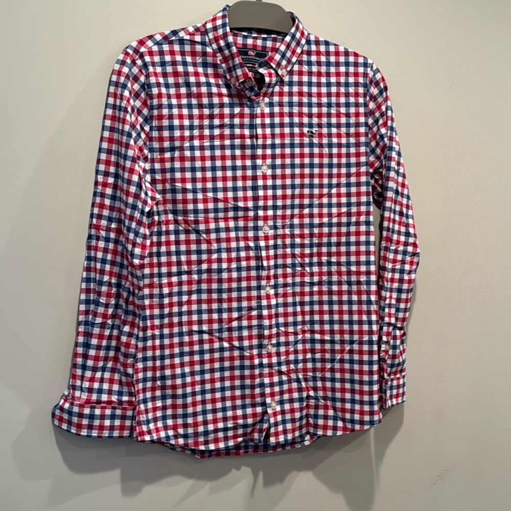 Vineyard Vines checkered performance button down